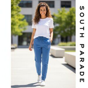 South Parade women's cotton drawstring cuff ankle sweatpants NWT Blue Small